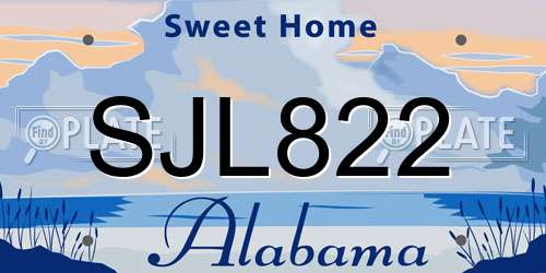 SJL822 Alabama License Plate