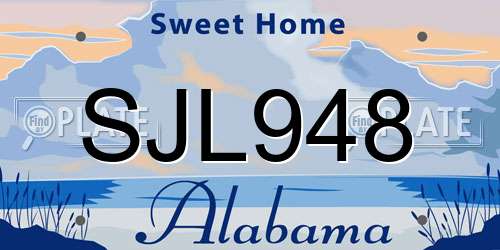 SJL948 Alabama License Plate