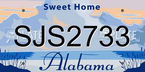 SJS2733 Alabama License Plate