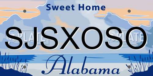SJSXOSO Alabama License Plate