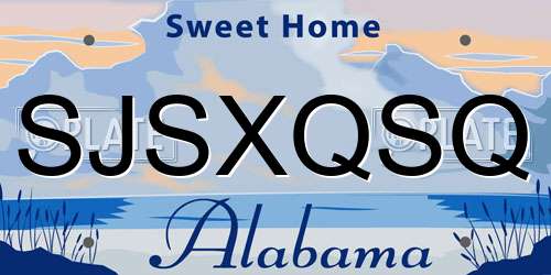 SJSXQSQ Alabama License Plate