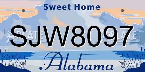 SJW8097 Alabama License Plate