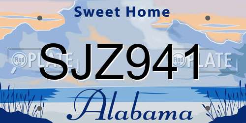 SJZ941 Alabama License Plate