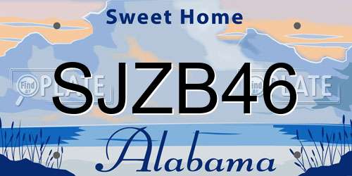 SJZB46 Alabama License Plate