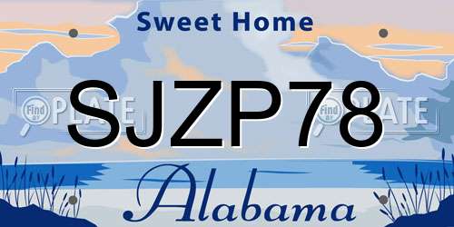 SJZP78 Alabama License Plate