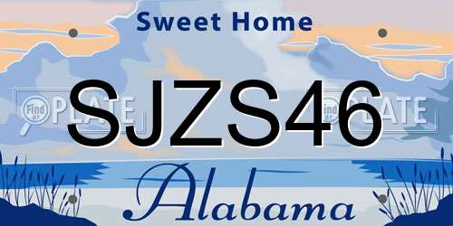 SJZS46 Alabama License Plate