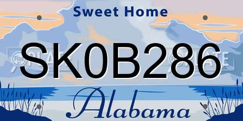 SK0B286 Alabama License Plate