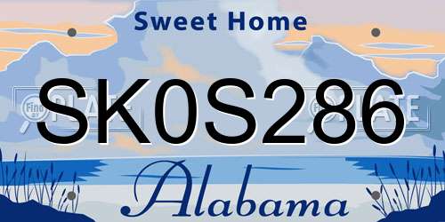 SK0S286 Alabama License Plate