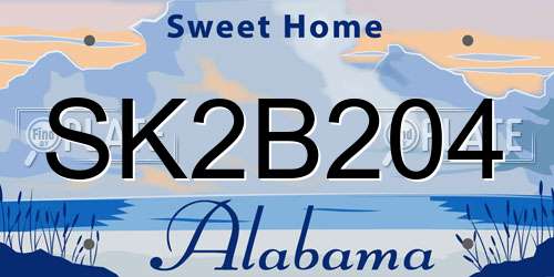 SK2B204 Alabama License Plate