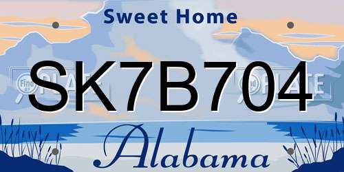 SK7B704 Alabama License Plate