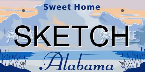 SKETCH Alabama License Plate