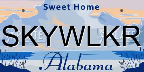 SKYWLKR Alabama License Plate