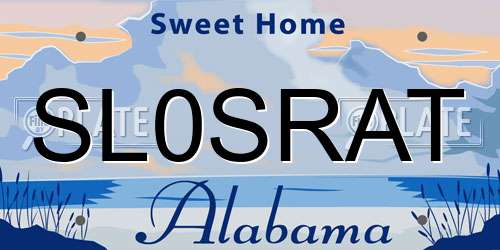 SL0SRAT Alabama License Plate