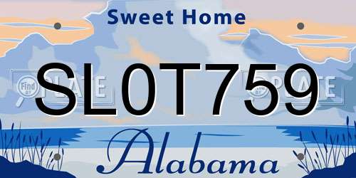 SL0T759 Alabama License Plate