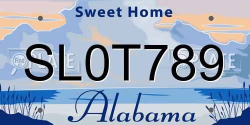 SL0T789 Alabama License Plate