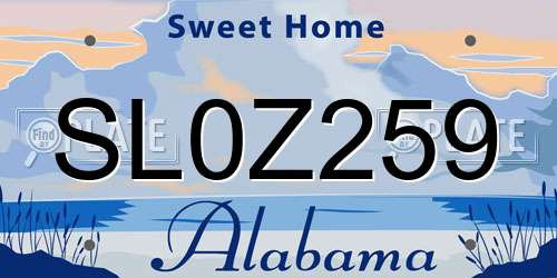 SL0Z259 Alabama License Plate