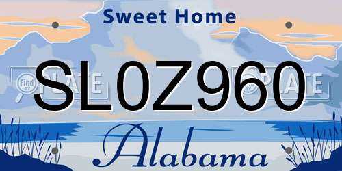 SL0Z960 Alabama License Plate