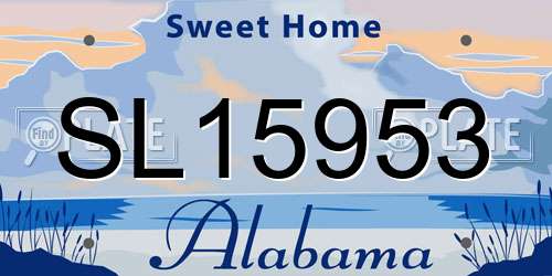 SL15953 Alabama License Plate
