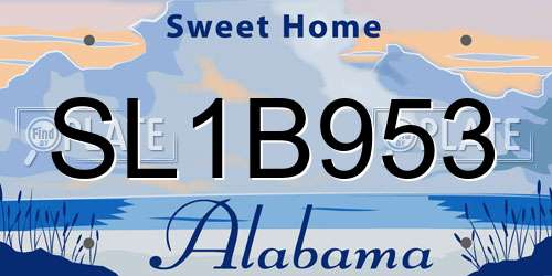 SL1B953 Alabama License Plate