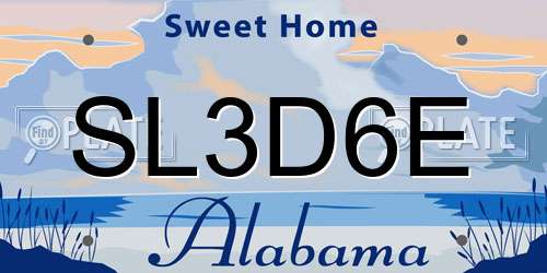 SL3D6E Alabama License Plate