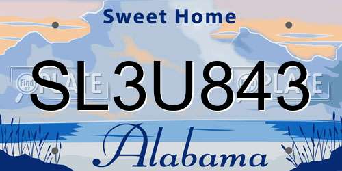 SL3U843 Alabama License Plate