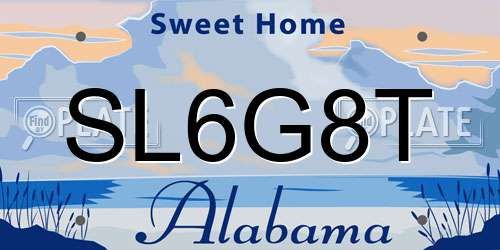 SL6G8T Alabama License Plate