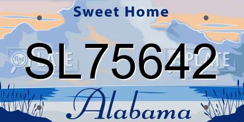 SL75642 Alabama License Plate