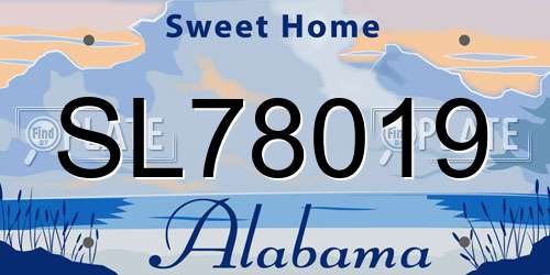 SL78019 Alabama License Plate