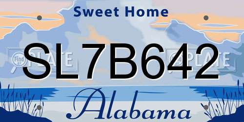 SL7B642 Alabama License Plate