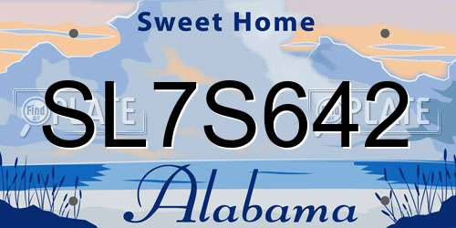 SL7S642 Alabama License Plate