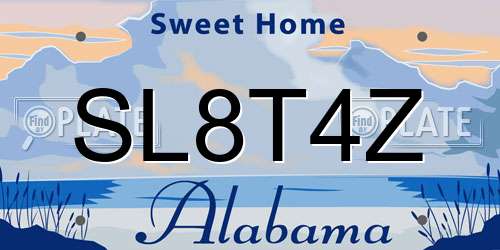 SL8T4Z Alabama License Plate