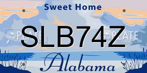 SLB74Z Alabama License Plate