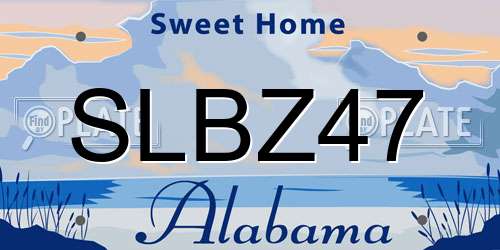 SLBZ47 Alabama License Plate