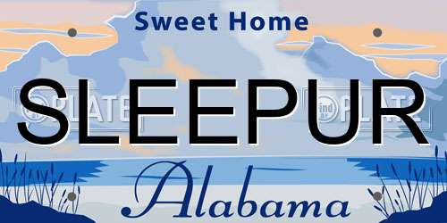 SLEEPUR Alabama License Plate