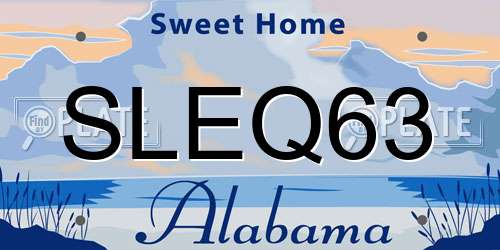 SLEQ63 Alabama License Plate