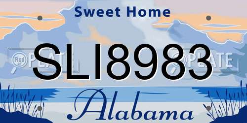 SLI8983 Alabama License Plate
