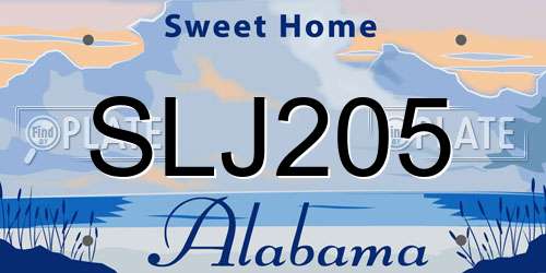 SLJ205 Alabama License Plate