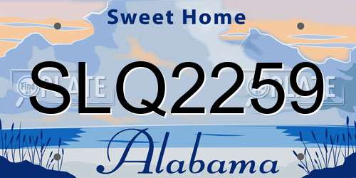 SLQ2259 Alabama License Plate