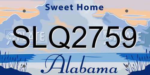 SLQ2759 Alabama License Plate