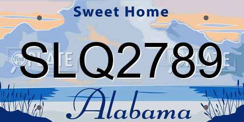 SLQ2789 Alabama License Plate