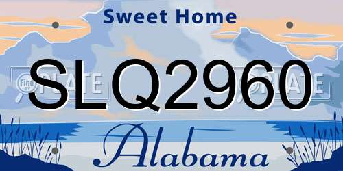 SLQ2960 Alabama License Plate