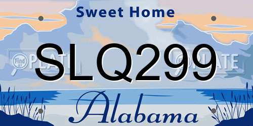 SLQ299 Alabama License Plate