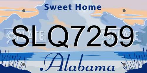 SLQ7259 Alabama License Plate
