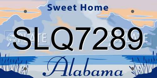 SLQ7289 Alabama License Plate