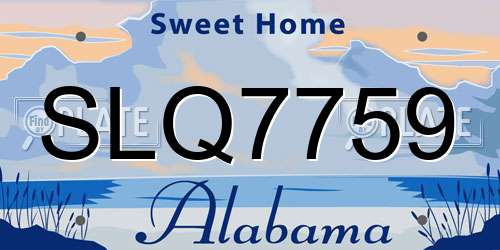 SLQ7759 Alabama License Plate