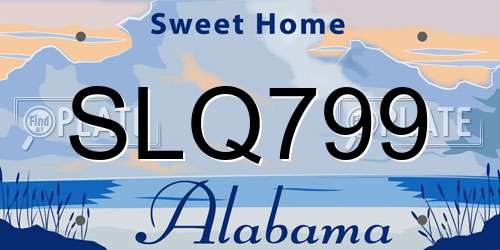 SLQ799 Alabama License Plate