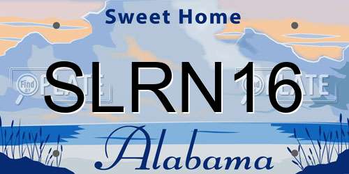 SLRN16 Alabama License Plate