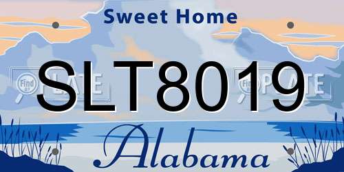 SLT8019 Alabama License Plate