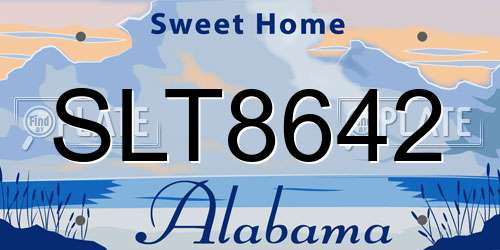 SLT8642 Alabama License Plate