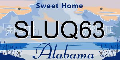SLUQ63 Alabama License Plate